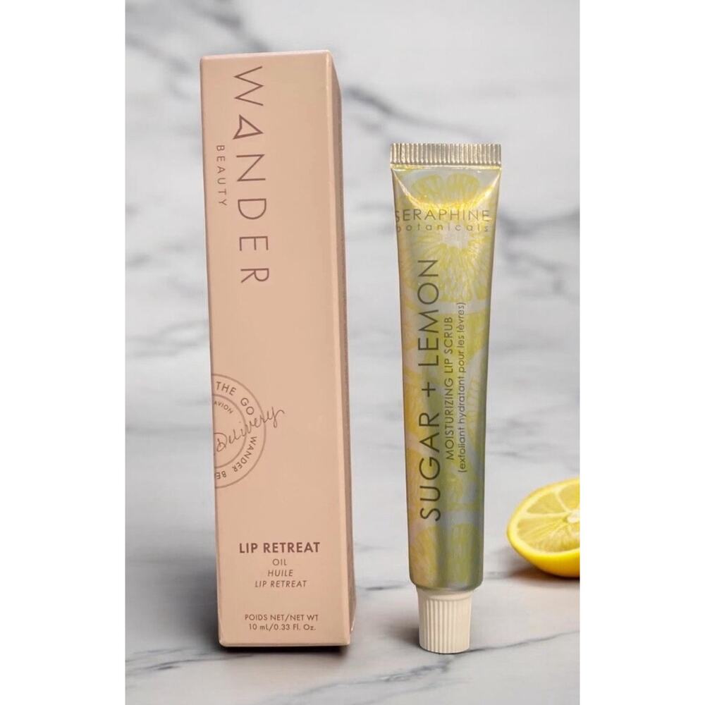 Wander Beauty Lip Retreat Oil + Seraphine Botanicals Sugar Lemon Lip Scrub NEW